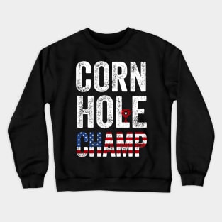 Cornhole Champ Funny Toss Bean Bag Game USA flag Cornhole Crewneck Sweatshirt